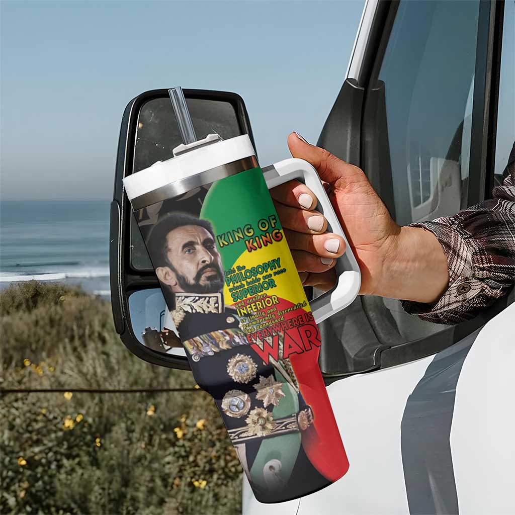 Haile Selassie Tumbler With Handle Lion Of Judah Ethiopia Rastafari