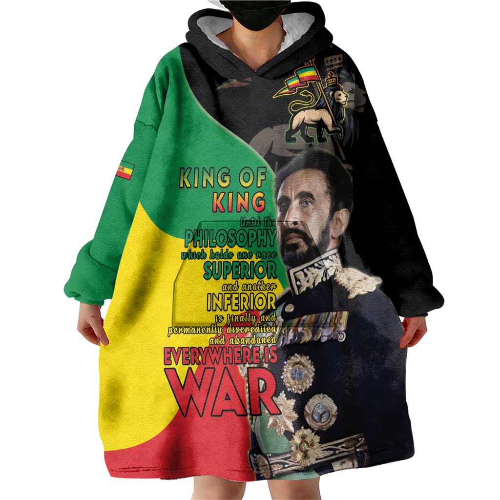 Haile Selassie Wearable Blanket Hoodie Lion Of Judah Ethiopia Rastafari