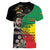 Haile Selassie Women V-Neck T-Shirt Lion Of Judah Ethiopia Rastafari