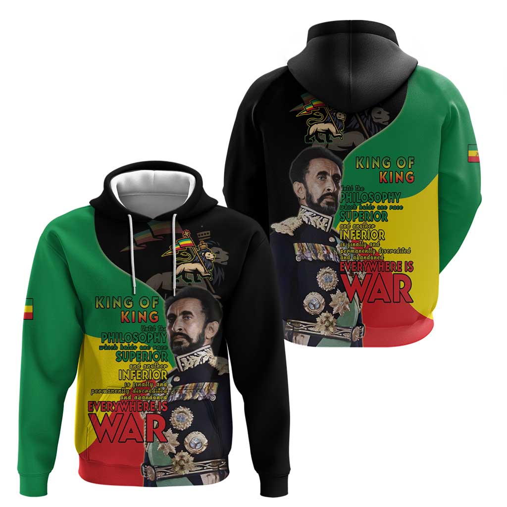 Haile Selassie Zip Hoodie Lion Of Judah Ethiopia Rastafari