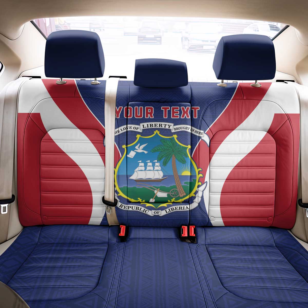 Personalised Liberia Back Car Seat Cover Coat Of Arms With Flag Map