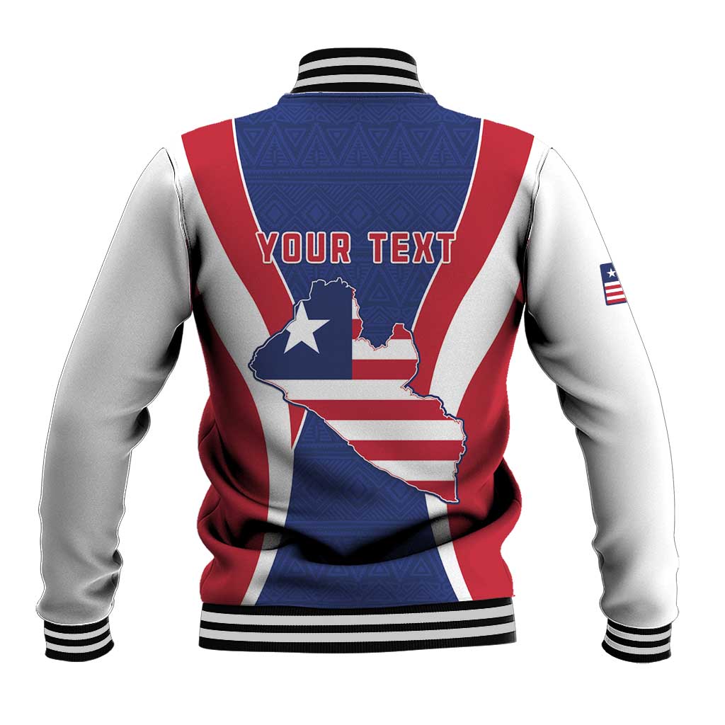 Personalised Liberia Baseball Jacket Coat Of Arms With Flag Map