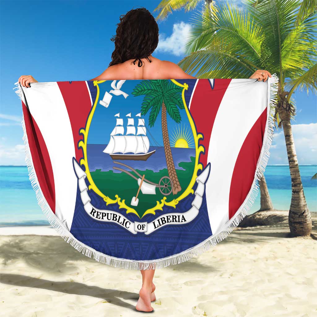 Personalised Liberia Beach Blanket Coat Of Arms With Flag Map