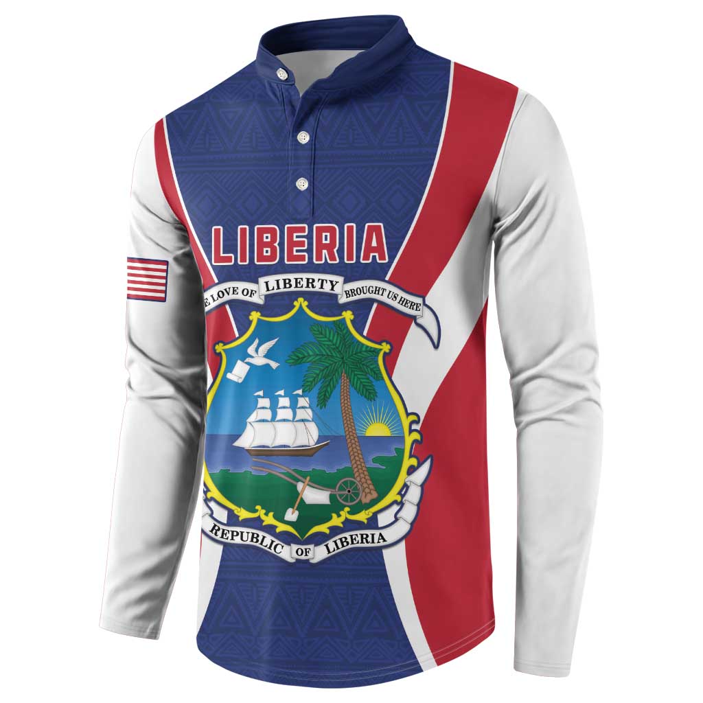 Personalised Liberia Button Sweatshirt Coat Of Arms With Flag Map