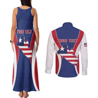 Personalised Liberia Couples Matching Tank Maxi Dress and Long Sleeve Button Shirt Coat Of Arms With Flag Map