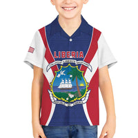 Personalised Liberia Family Matching Long Sleeve Bodycon Dress and Hawaiian Shirt Coat Of Arms With Flag Map