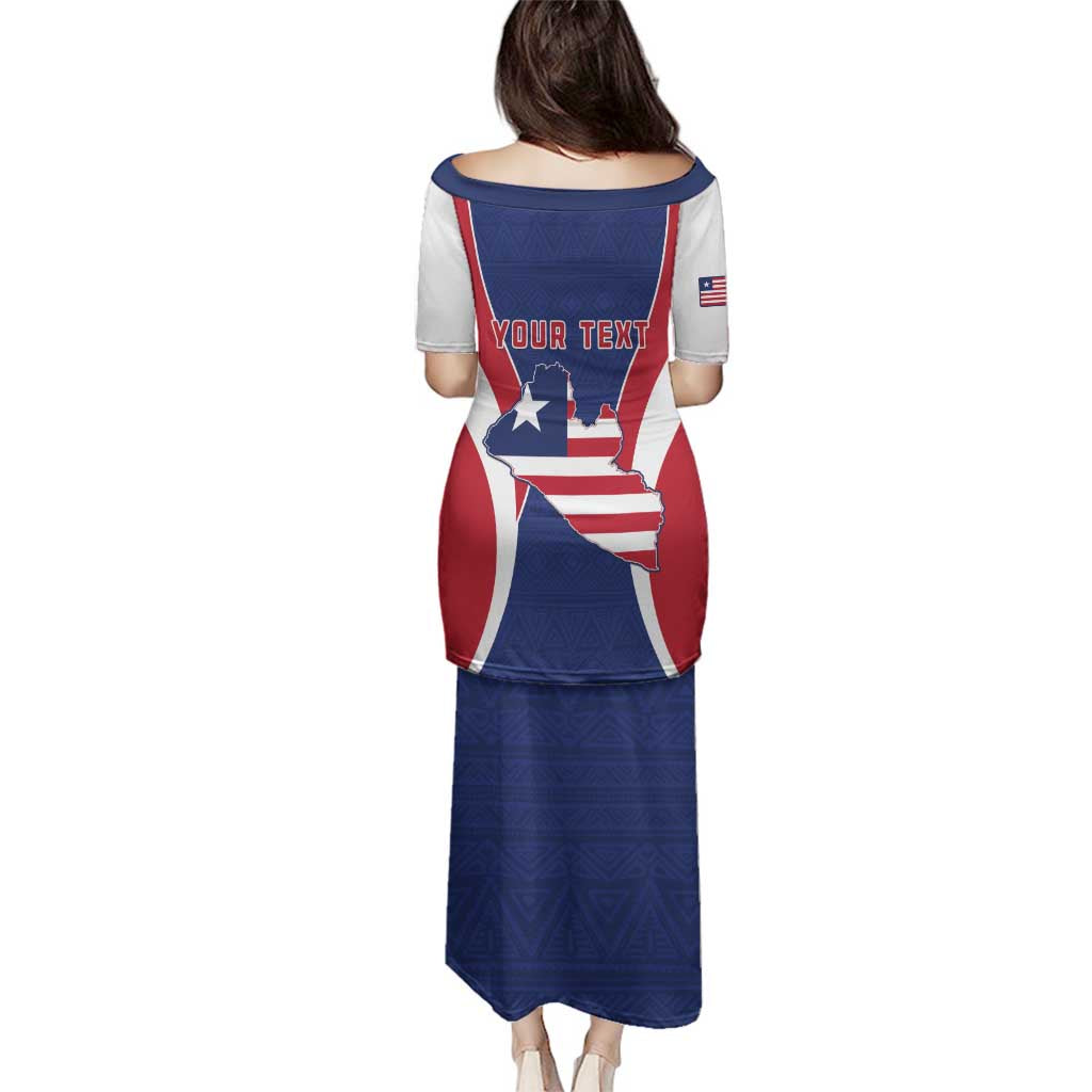 Personalised Liberia Family Matching Puletasi and Hawaiian Shirt Coat Of Arms With Flag Map