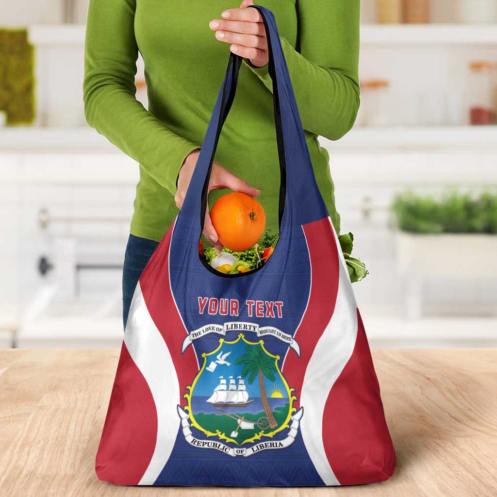 Personalised Liberia Grocery Bag Coat Of Arms With Flag Map