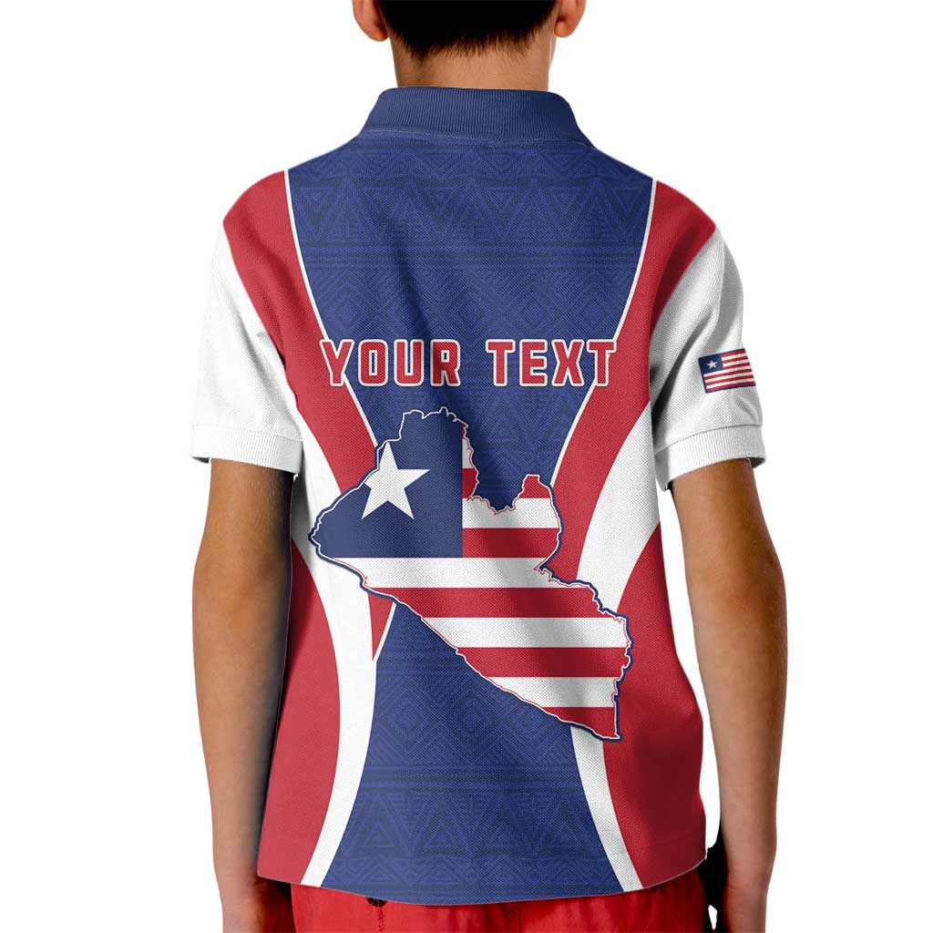 Personalised Liberia Kid Polo Shirt Coat Of Arms With Flag Map