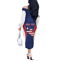 Personalised Liberia Off The Shoulder Long Sleeve Dress Coat Of Arms With Flag Map