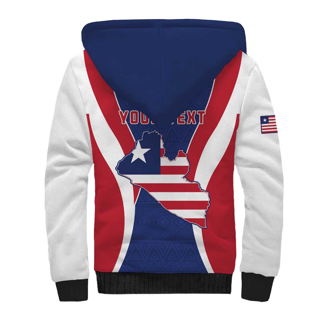Personalised Liberia Sherpa Hoodie Coat Of Arms With Flag Map