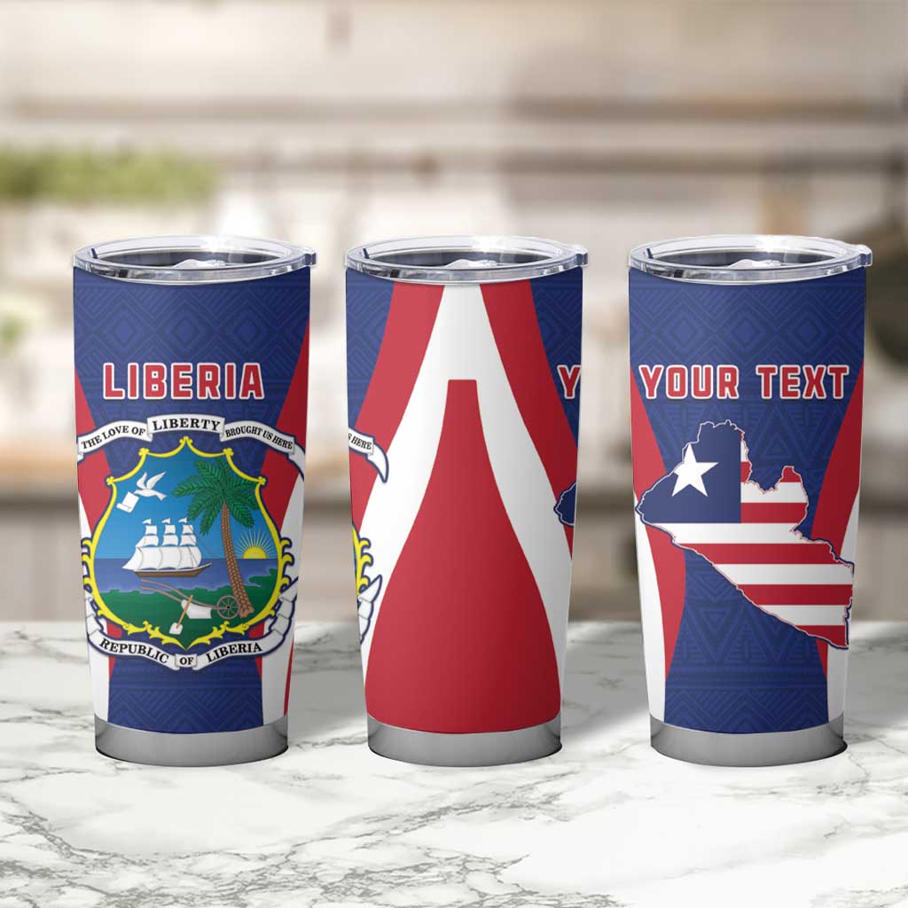 Personalised Liberia Tumbler Cup Coat Of Arms With Flag Map