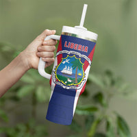 Personalised Liberia Tumbler With Handle Coat Of Arms With Flag Map