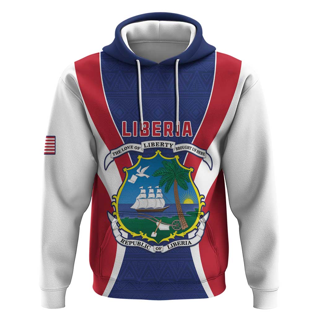 Personalised Liberia Zip Hoodie Coat Of Arms With Flag Map