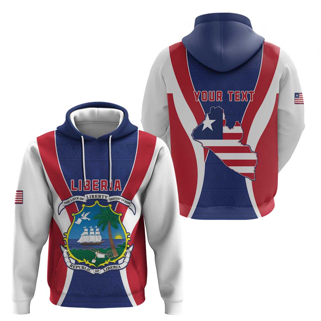 Personalised Liberia Zip Hoodie Coat Of Arms With Flag Map