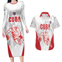 Custom Cuba Basketball Couples Matching Long Sleeve Bodycon Dress and Hawaiian Shirt Sporty Style