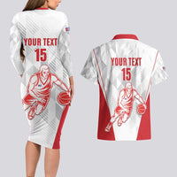 Custom Cuba Basketball Couples Matching Long Sleeve Bodycon Dress and Hawaiian Shirt Sporty Style