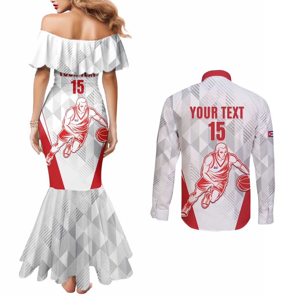 Custom Cuba Basketball Couples Matching Mermaid Dress and Long Sleeve Button Shirt Sporty Style
