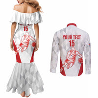 Custom Cuba Basketball Couples Matching Mermaid Dress and Long Sleeve Button Shirt Sporty Style