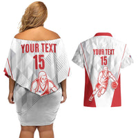 Custom Cuba Basketball Couples Matching Off Shoulder Short Dress and Hawaiian Shirt Sporty Style