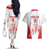 Custom Cuba Basketball Couples Matching Off The Shoulder Long Sleeve Dress and Hawaiian Shirt Sporty Style