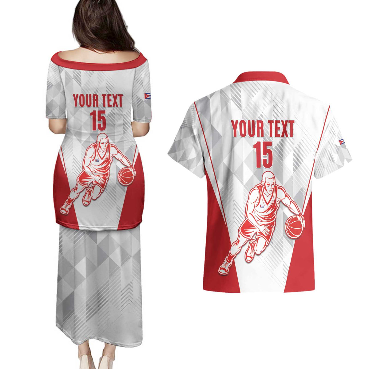 Custom Cuba Basketball Couples Matching Puletasi and Hawaiian Shirt Sporty Style