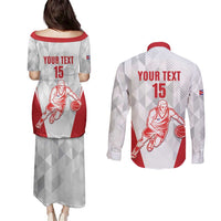 Custom Cuba Basketball Couples Matching Puletasi and Long Sleeve Button Shirt Sporty Style