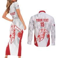 Custom Cuba Basketball Couples Matching Short Sleeve Bodycon Dress and Long Sleeve Button Shirt Sporty Style