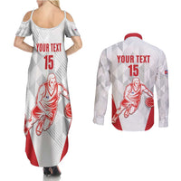 Custom Cuba Basketball Couples Matching Summer Maxi Dress and Long Sleeve Button Shirt Sporty Style