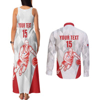 Custom Cuba Basketball Couples Matching Tank Maxi Dress and Long Sleeve Button Shirt Sporty Style