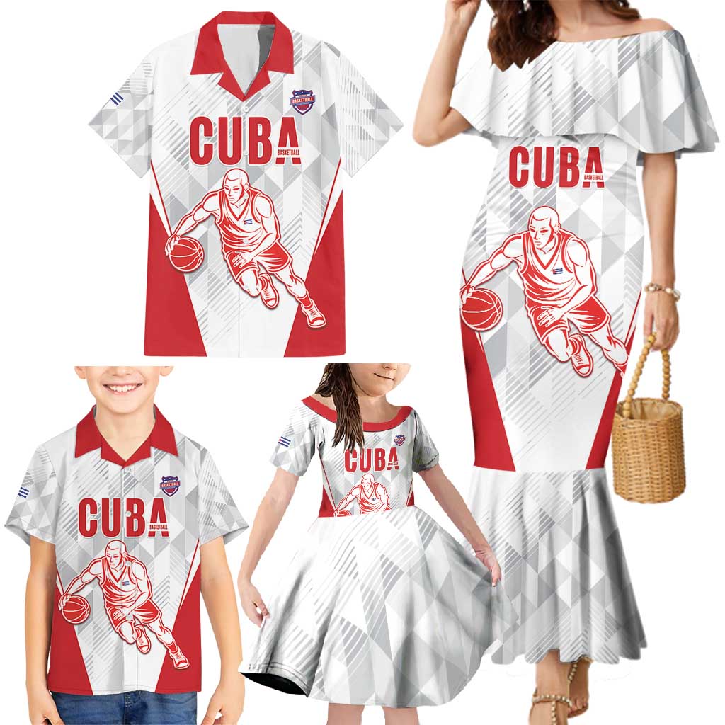 Custom Cuba Basketball Family Matching Mermaid Dress and Hawaiian Shirt Sporty Style