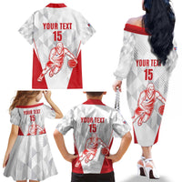 Custom Cuba Basketball Family Matching Off The Shoulder Long Sleeve Dress and Hawaiian Shirt Sporty Style