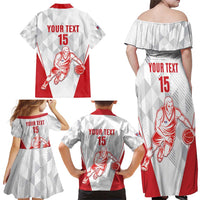 Custom Cuba Basketball Family Matching Off Shoulder Maxi Dress and Hawaiian Shirt Sporty Style
