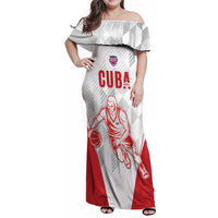 Custom Cuba Basketball Family Matching Off Shoulder Maxi Dress and Hawaiian Shirt Sporty Style