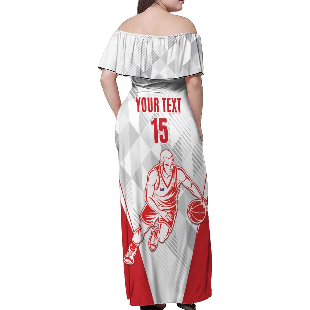 Custom Cuba Basketball Family Matching Off Shoulder Maxi Dress and Hawaiian Shirt Sporty Style