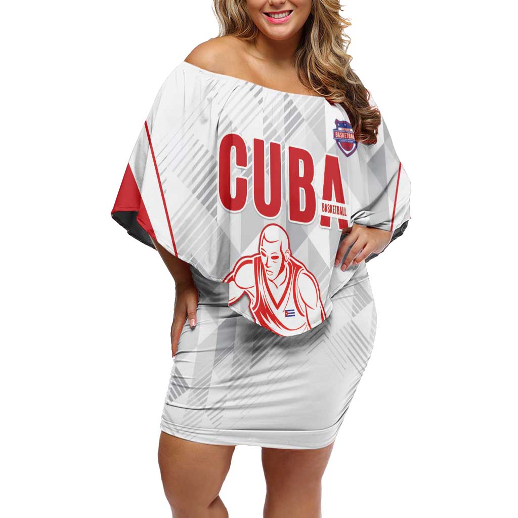Custom Cuba Basketball Family Matching Off Shoulder Short Dress and Hawaiian Shirt Sporty Style