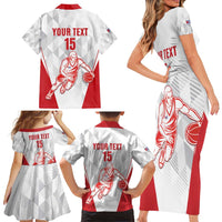 Custom Cuba Basketball Family Matching Short Sleeve Bodycon Dress and Hawaiian Shirt Sporty Style