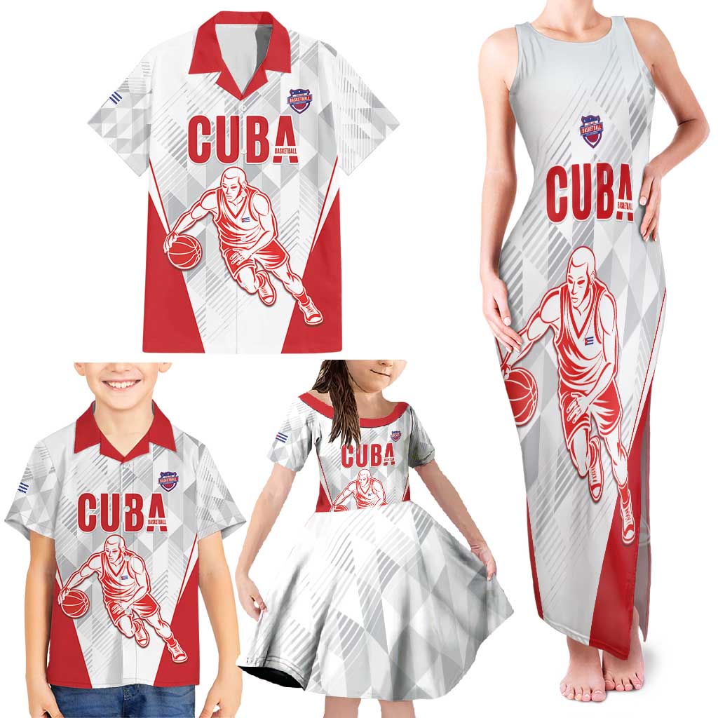 Custom Cuba Basketball Family Matching Tank Maxi Dress and Hawaiian Shirt Sporty Style