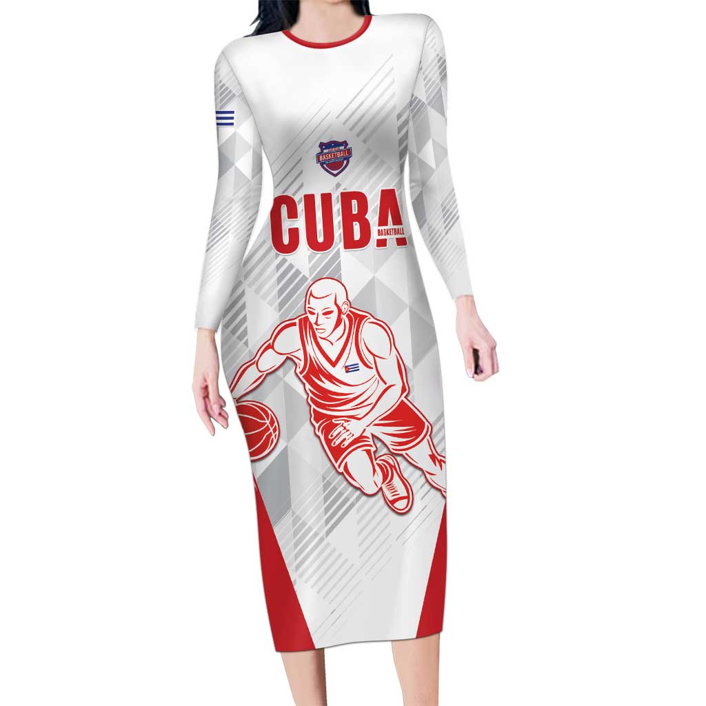 Custom Cuba Basketball Long Sleeve Bodycon Dress Sporty Style