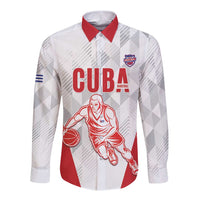 Custom Cuba Basketball Long Sleeve Button Shirt Sporty Style