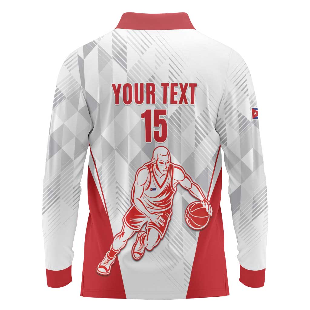 Custom Cuba Basketball Long Sleeve Polo Shirt Sporty Style