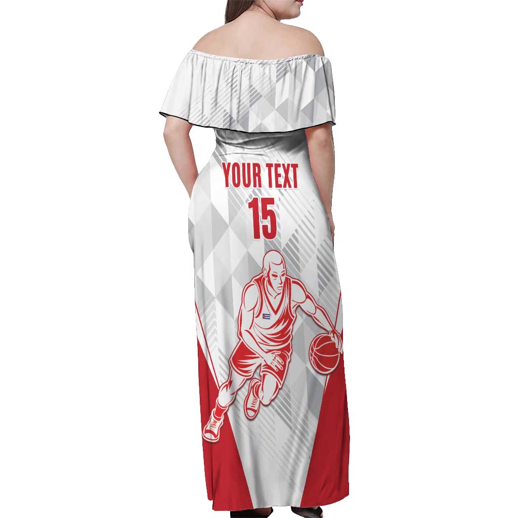 Custom Cuba Basketball Off Shoulder Maxi Dress Sporty Style