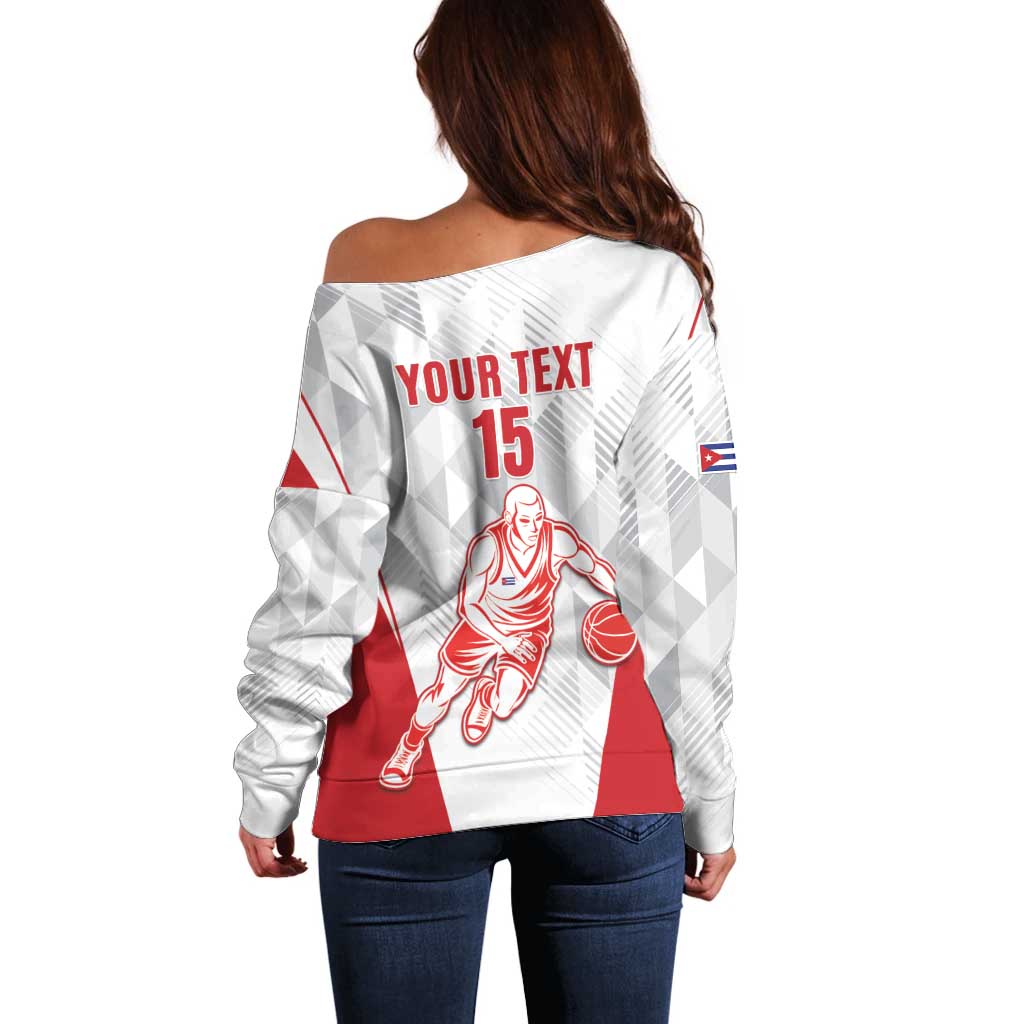 Custom Cuba Basketball Off Shoulder Sweater Sporty Style