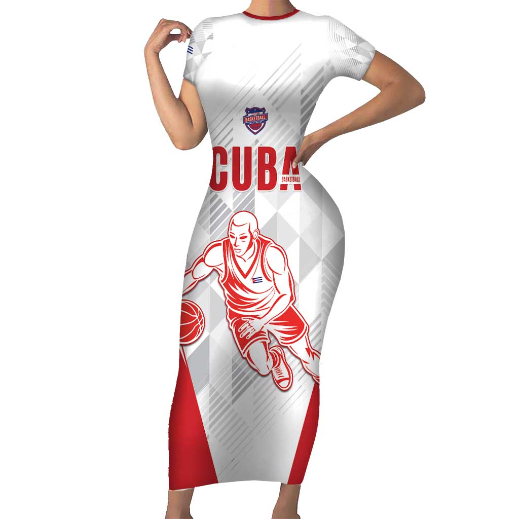 Custom Cuba Basketball Short Sleeve Bodycon Dress Sporty Style