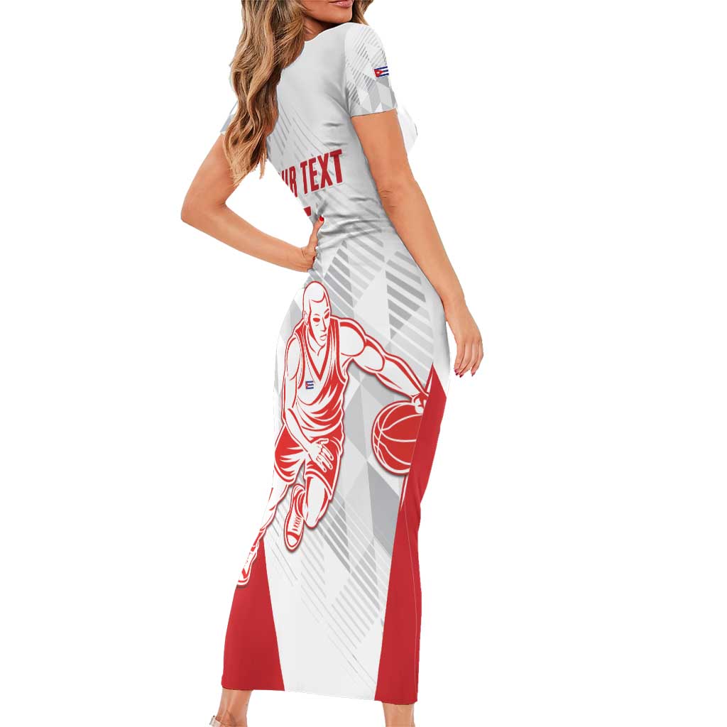 Custom Cuba Basketball Short Sleeve Bodycon Dress Sporty Style