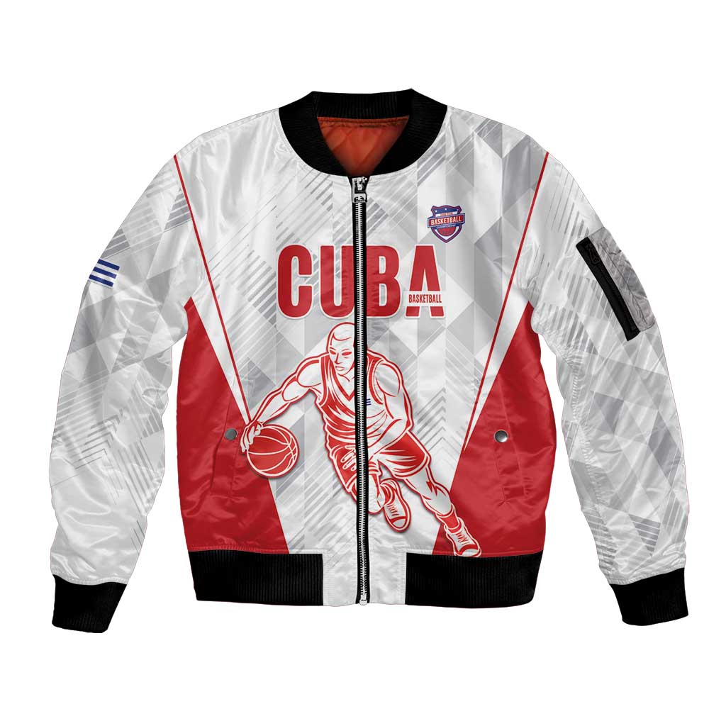 Custom Cuba Basketball Sleeve Zip Bomber Jacket Sporty Style
