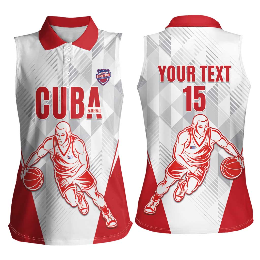 Custom Cuba Basketball Women Sleeveless Polo Shirt Sporty Style
