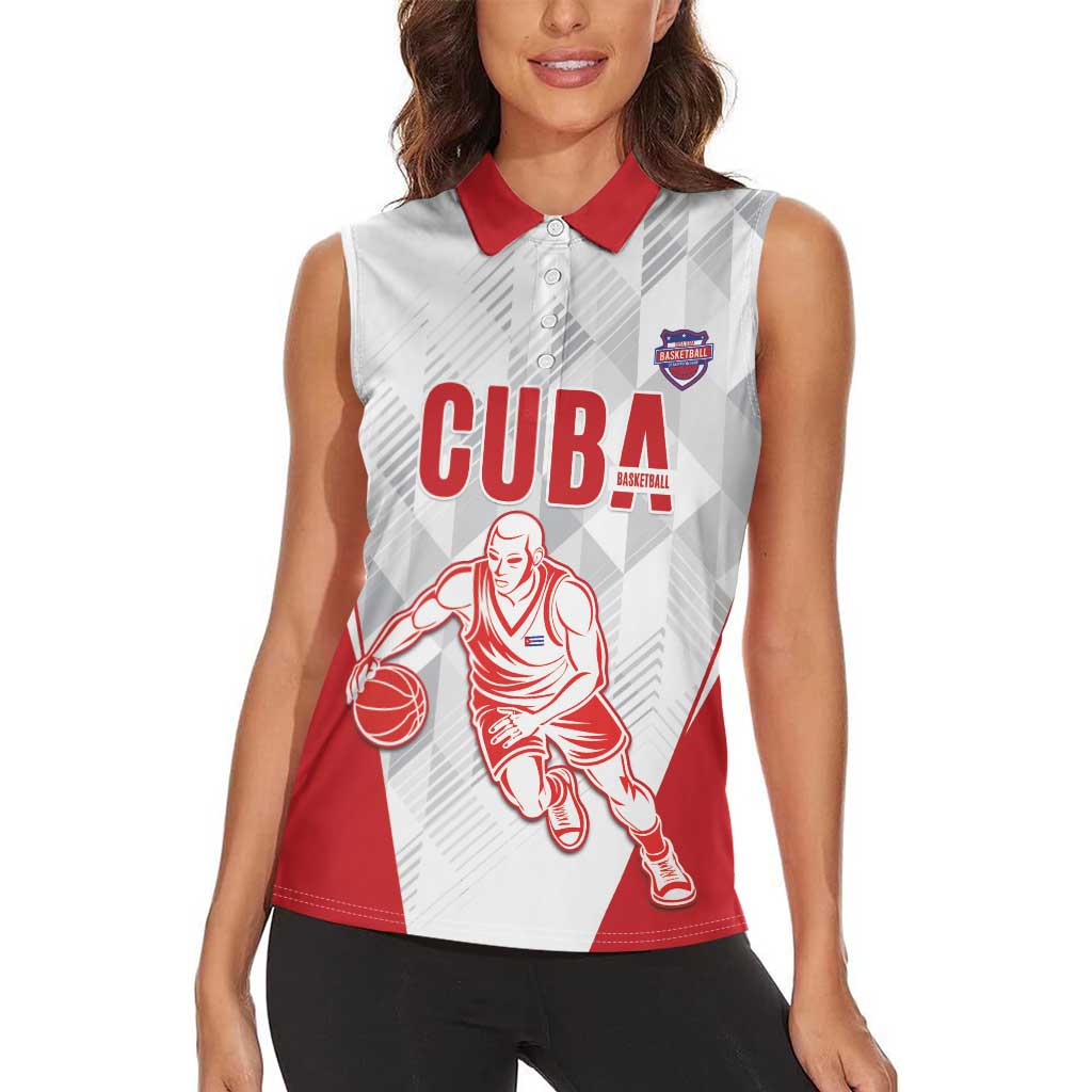 Custom Cuba Basketball Women Sleeveless Polo Shirt Sporty Style