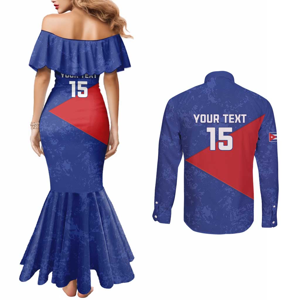 Custom Cuba Basketball Couples Matching Mermaid Dress and Long Sleeve Button Shirt Flag Style