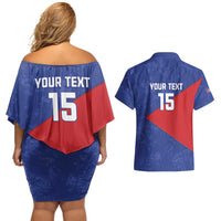 Custom Cuba Basketball Couples Matching Off Shoulder Short Dress and Hawaiian Shirt Flag Style